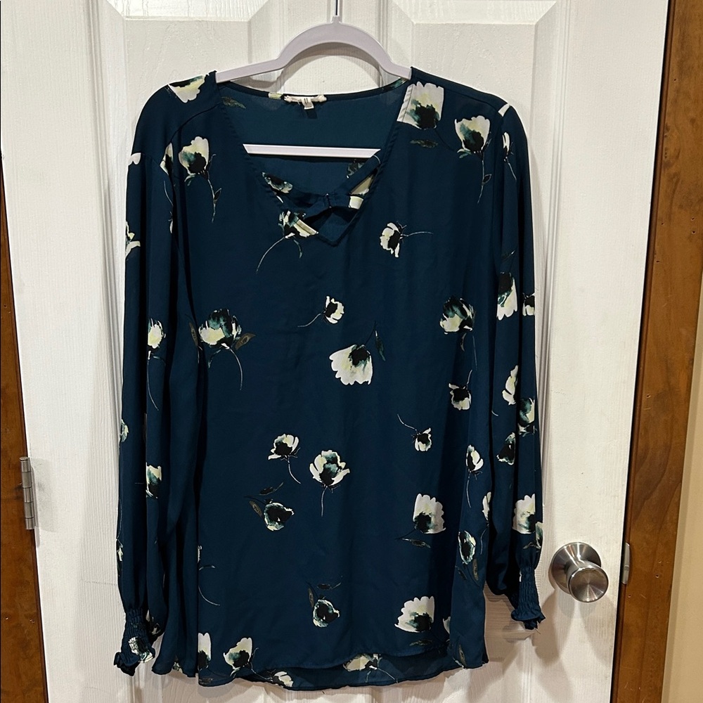 Maurices Dark Teal Floral Blouse